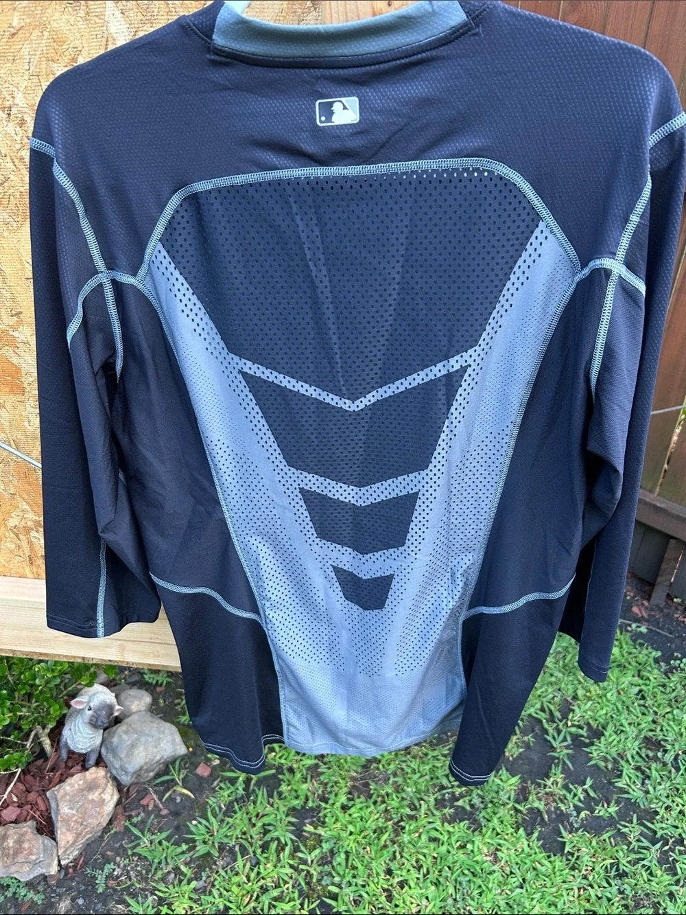 Nike Pro Grey and Black NY Yankees Compression Shirt